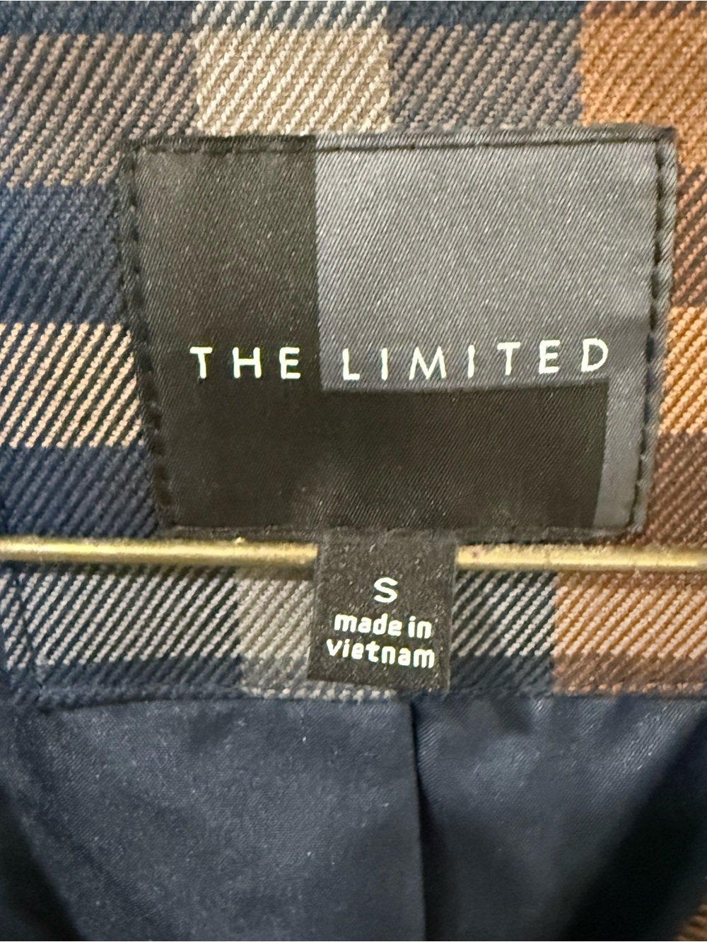 The Limited Navy and Tan Plaid Tailored Blazer - Picture 3 of 4